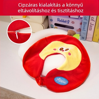 U-alakú nyakpárna memory foam, puha spandex anyag, rajzfilm stílus, nyaki támasz autózás közben és hosszú utazásokon, alvást segítő