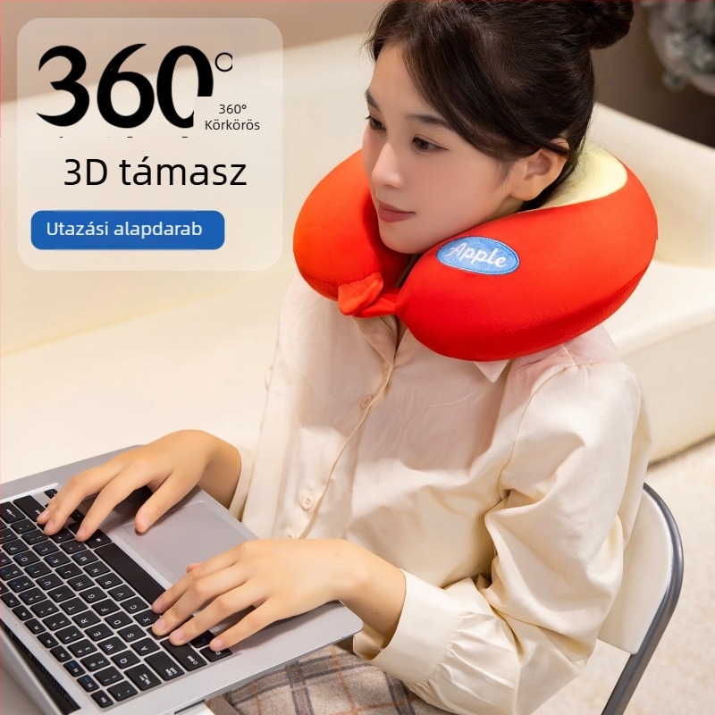 U-alakú nyakpárna memory foam, puha spandex anyag, rajzfilm stílus, nyaki támasz autózás közben és hosszú utazásokon, alvást segítő