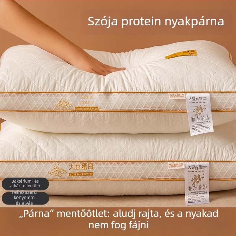 Szójafehérje rostból készült párna memóriahab töltettel, nyaki gerinc támogatás, természetes rostokból készült huzat, pár