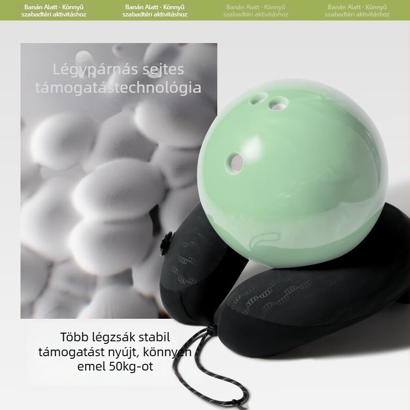 Utazási felfújható nyakpárna, U-alakú párna memóriahab töltettel, Ice Silk huzattal, minimalist stílus, súly 1,5–2 kg