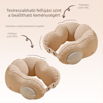 U-alakú, felfújható utazó nyakpárna, levegővel töltve, PVC anyagú, könnyű, felnőtteknek, modern minimális stílus
