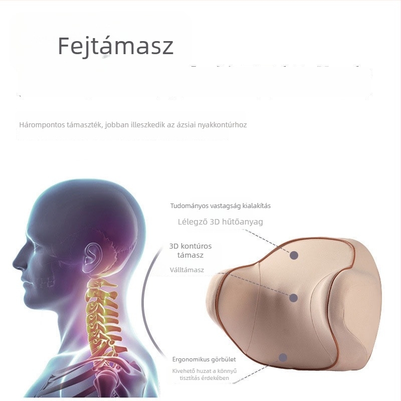 Autófej- és nyakpárna memóriahabból, üléspárna és deréktámasz