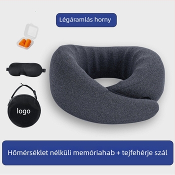 Memóriahabos utazó párna, U-alakú nyakpárna, huzat tej-velúr, modern minimalista stílus