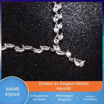 Ékszerszett: cirkón fülbevaló és nyaklánc, réz, független márka, TL0046