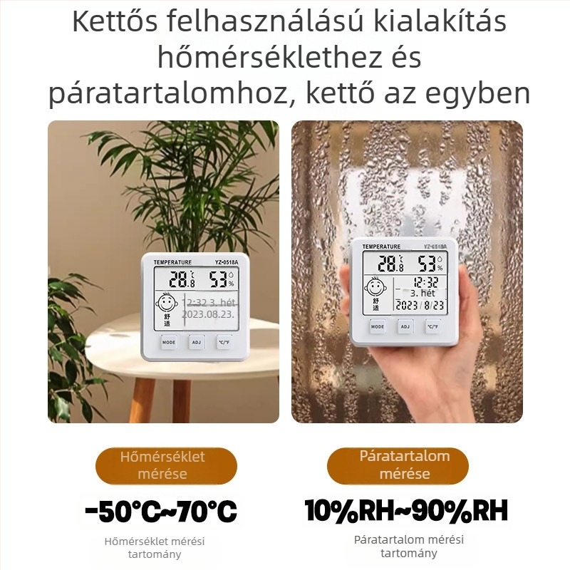 Magas pontosságú belső hőmérő-higrométer kijelzővel a hőmérséklet és a páratartalom számára otthonra és az autóba