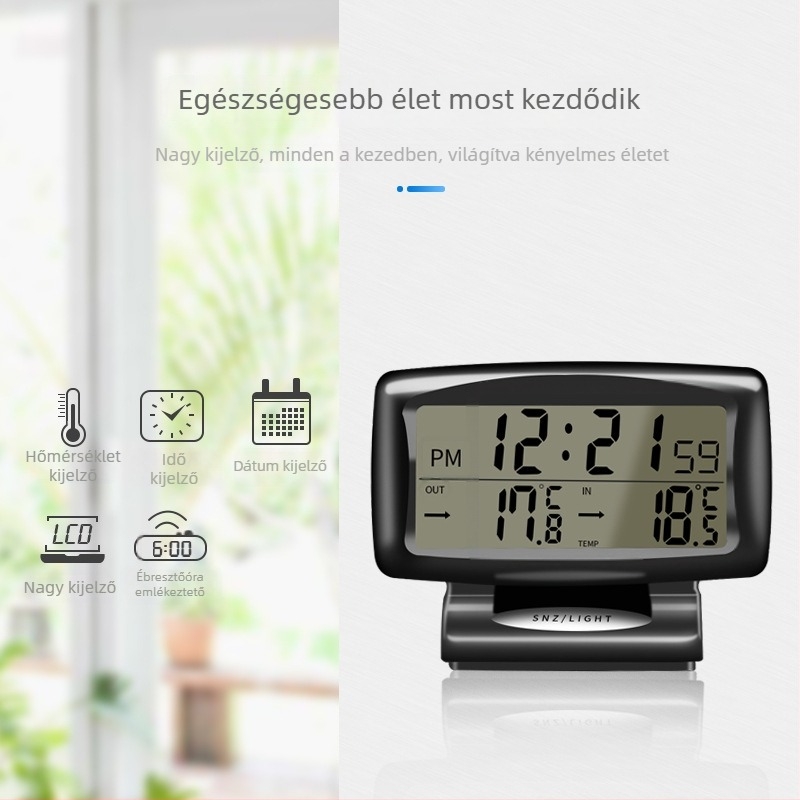 Shunwei SH-350 autó digitális higrométerrel és állítható szögű órával
