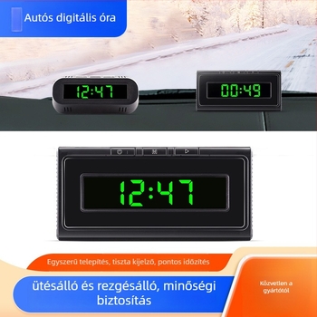 Autó-műszerfal óra hőmérővel és digitális kijelzővel – ABS anyag, középkonzol, állítható szög, márka Yiying