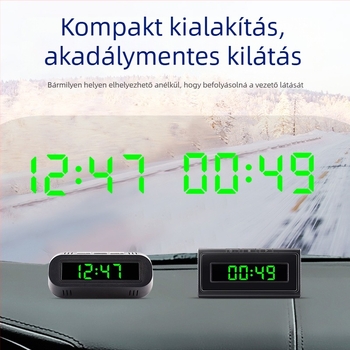 Autó-műszerfal óra hőmérővel és digitális kijelzővel – ABS anyag, középkonzol, állítható szög, márka Yiying