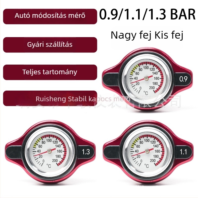 Universális hűtőfolyadék tartály fedél hőmérővel és nyomással 0.9/1.1/1.3 BAR autókhoz