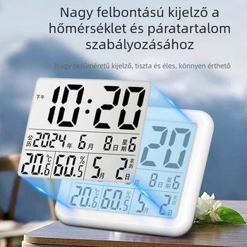 Beltéri hőmérő és higrométer, elegáns kialítású otthoni használatra, helyiségi hőmérséklet-kijelző, nagy pontosságú, holdnaptár-kijelző