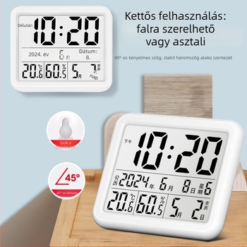Beltéri hőmérő és higrométer, elegáns kialítású otthoni használatra, helyiségi hőmérséklet-kijelző, nagy pontosságú, holdnaptár-kijelző