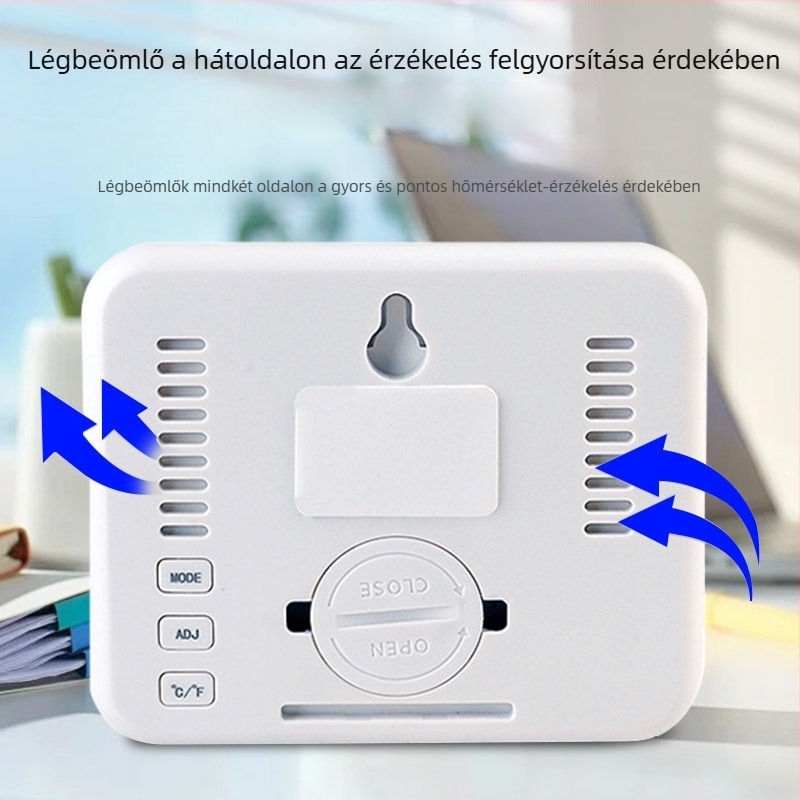 Beltéri hőmérő és higrométer, elegáns kialítású otthoni használatra, helyiségi hőmérséklet-kijelző, nagy pontosságú, holdnaptár-kijelző