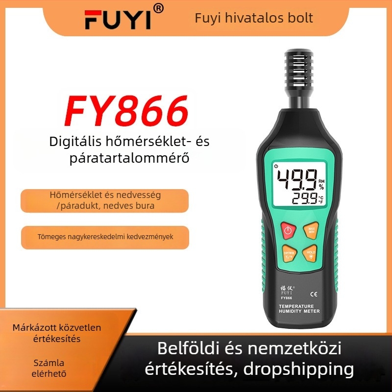 Fuyi FY866 kézben fogható digitális higrométer – magas pontosságú ipari osztályú hőmérséklet- és páratartalom-mérő