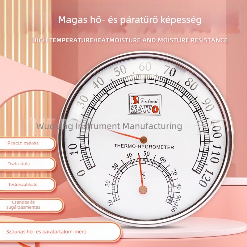 Ipari vízálló hőmérséklet- és nedvességmérő szaunához — nagy pontosságú száraz- és nedves környezeti méréshez, ellenálló a magas hőmérsékletekkel szemben