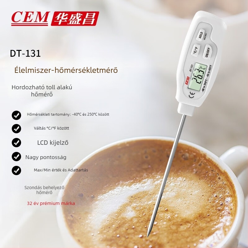 CEM DT-131 Talaj- és folyadékhőmérséklet-érzékelő – Beépíthető élelmiszer-hőmérő, otthoni használatra