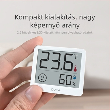 Duke digitális hőmérő nedvesség kijelzővel otthoni környezet figyeléséhez — beltéri/kültéri, öntapadó vagy állványra rögzíthető