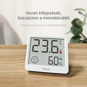 Duke digitális hőmérő nedvesség kijelzővel otthoni környezet figyeléséhez — beltéri/kültéri, öntapadó vagy állványra rögzíthető