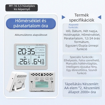 Beltéri hőmérséklet- és páratartalom mérő falióra