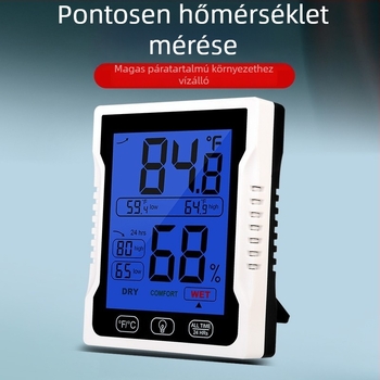 YZ6042 Ipari osztályú hőmérséklet- és páratartomérő üvegházakhoz és laboratóriumokhoz, nedvességálló, két No.7 elemet használ