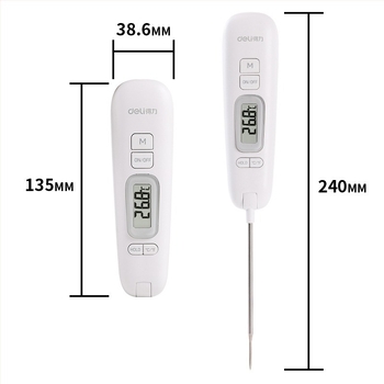 Deli 8899 szondás típusú elektronikus hőmérő-higrométer, tömeg 0,3 kg, hőmérséklet pontosság 2