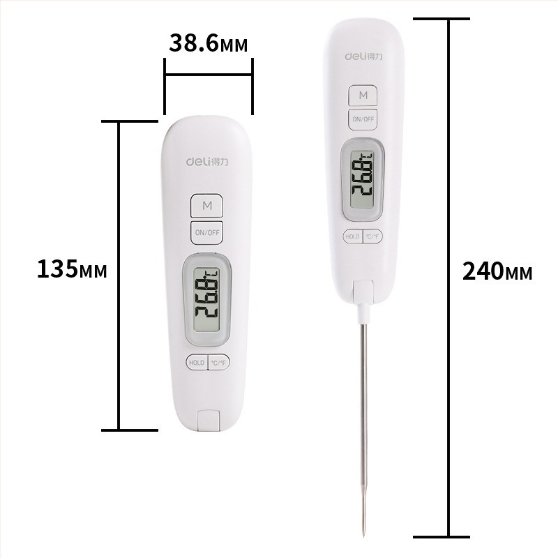 Deli 8899 szondás típusú elektronikus hőmérő-higrométer, tömeg 0,3 kg, hőmérséklet pontosság 2