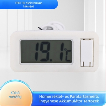 TPM-30 digitális hőmérő külső szenzorral — LCD kijelző, pontosság ±1.0