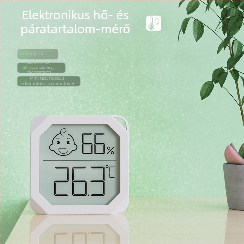 Beltéri mini digitális hőmérséklet- és páratartalom-mérő, száraz/nedves kijelzővel, falra szerelhető higrométer