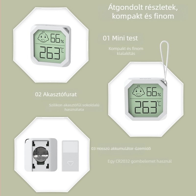 Beltéri mini digitális hőmérséklet- és páratartalom-mérő, száraz/nedves kijelzővel, falra szerelhető higrométer