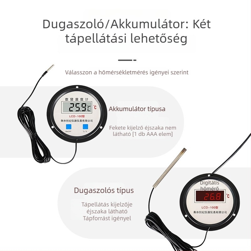 Akvakultúrához tervezett digitális hőmérő tűszondával: kiváló precizitású vízhőmérséklet-mérés halastavakban és üvegházakban