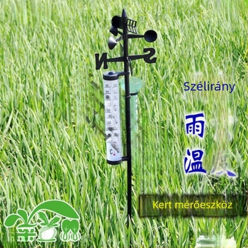 Kerti időjárás állomás kültéri hőmérővel, esőmérővel és szélirány-mérővel – állítható szög.