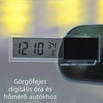 Világító autóóra elektronikus hőmérséklet- és páratartalom-mérővel, állítható szögű, anyag: Egyéb, végrehajtási szabvány: Megfelelt