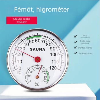 Nagy kijelzős termos-higrométer, hőmérséklet-tartomány 0–120°C, páratartalom 0–100%, hőmérséklet-precizitás 1°C, páratartalom felbontás 2%