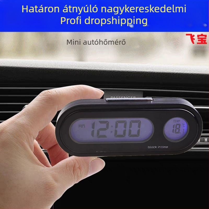 Town Head autóba tervezett digitális hőmérséklet- és páratartalom-mérő fényes kijelzővel, axiális kivitel K02