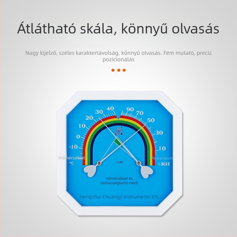 Oktogonális falra szerelt hőmérséklet- és páratartalom-mérő - modell CJM-A111a, tartomány -10…40°C, 0–100% RH, pontosság ±0,1°C, pontosság ±0,1% RH