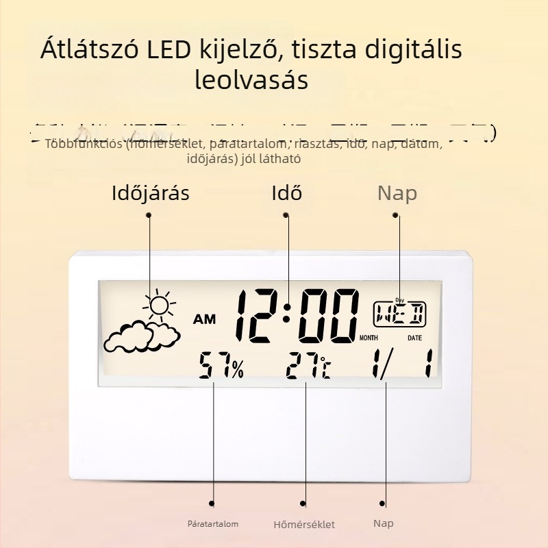 Beltéri digitális hőmérő és higrométer, precíz elektronikus hőmérséklet- és páratartalom-mérő, függő kivitel