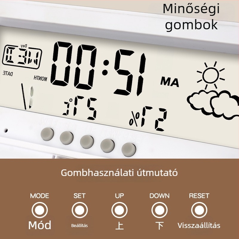 Beltéri digitális hőmérő és higrométer, precíz elektronikus hőmérséklet- és páratartalom-mérő, függő kivitel