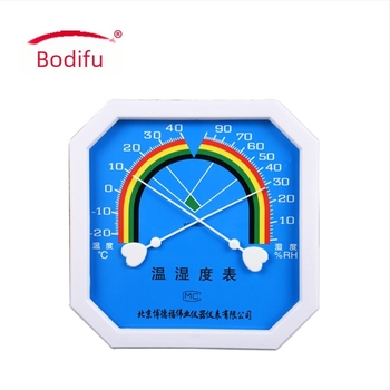 WS2080A Bodford mutató típusú hőmérő és higrométer, nyolcszög alakú tárcsával, magas pontosság; Eredet Wuqiang; Otthon, iroda, iskola, laboratórium, hotel, szupermarket