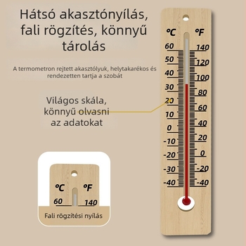 Fából készült beltéri hőmérő és páratartalom-mérő — falra szerelhető dekoráció gyerekszobába, nappaliba vagy hálószobába