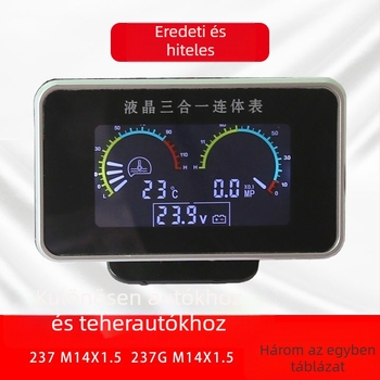 LCD három az egyben mérőműszer: vízhőmérséklet, feszültség és olajnyomás, 24V