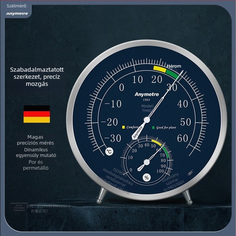 TH603 Belső hőmérő és higrométer – akkumulátor nélkül, kiváló precizitás a hőmérséklet és a páratartalom méréséhez.