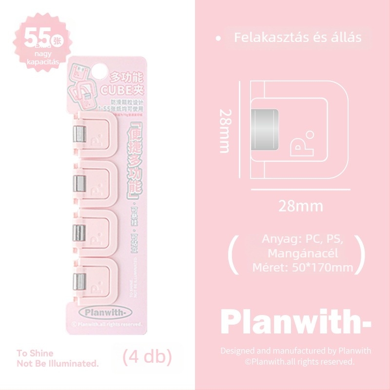 Pénztárca-klíp Kocka - Planwith Multifunkcionális Mini Klip Jegyzetekhez és Számlákhoz (Márka: Planwith; Anyag: Műanyag; Kód: 202506300203)