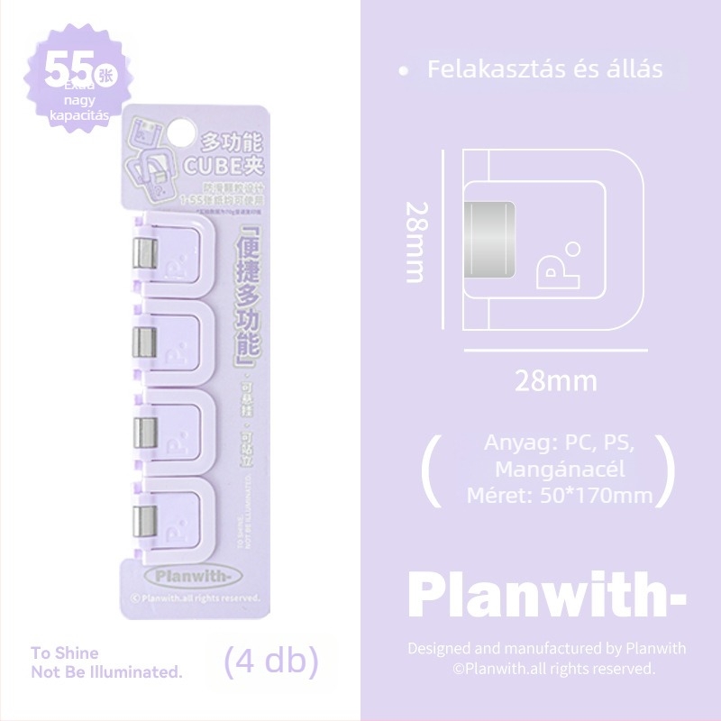 Pénztárca-klíp Kocka - Planwith Multifunkcionális Mini Klip Jegyzetekhez és Számlákhoz (Márka: Planwith; Anyag: Műanyag; Kód: 202506300203)