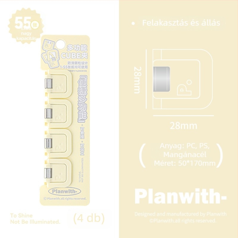 Pénztárca-klíp Kocka - Planwith Multifunkcionális Mini Klip Jegyzetekhez és Számlákhoz (Márka: Planwith; Anyag: Műanyag; Kód: 202506300203)