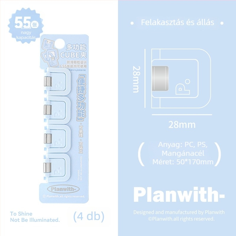 Pénztárca-klíp Kocka - Planwith Multifunkcionális Mini Klip Jegyzetekhez és Számlákhoz (Márka: Planwith; Anyag: Műanyag; Kód: 202506300203)