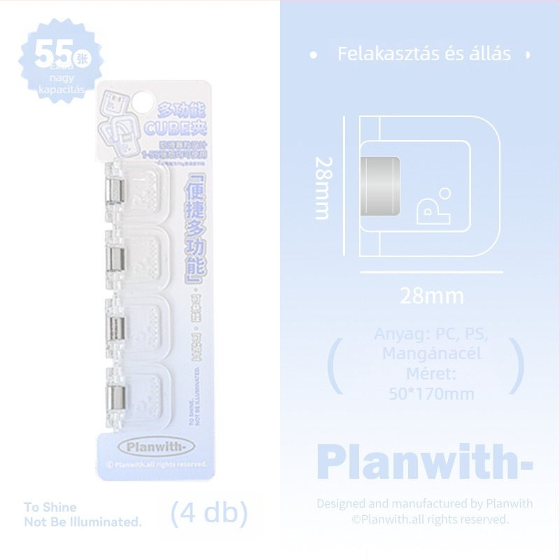 Pénztárca-klíp Kocka - Planwith Multifunkcionális Mini Klip Jegyzetekhez és Számlákhoz (Márka: Planwith; Anyag: Műanyag; Kód: 202506300203)