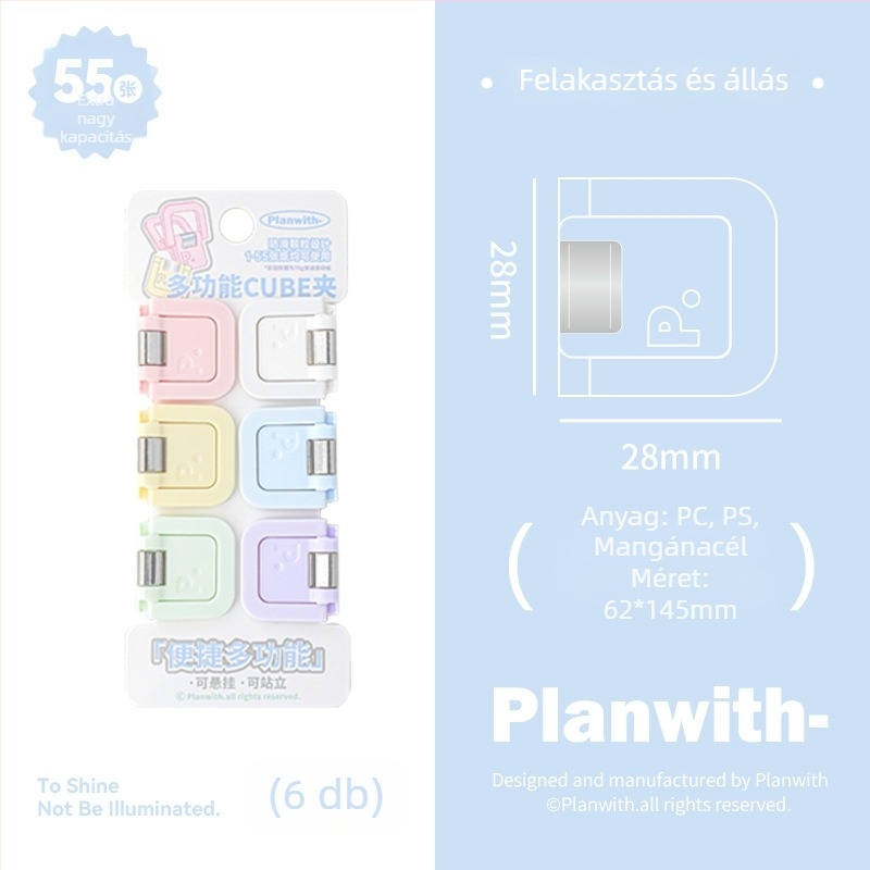 Pénztárca-klíp Kocka - Planwith Multifunkcionális Mini Klip Jegyzetekhez és Számlákhoz (Márka: Planwith; Anyag: Műanyag; Kód: 202506300203)