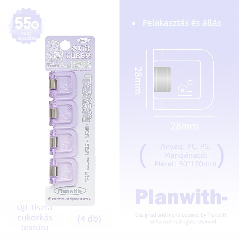Pénztárca-klíp Kocka - Planwith Multifunkcionális Mini Klip Jegyzetekhez és Számlákhoz (Márka: Planwith; Anyag: Műanyag; Kód: 202506300203)