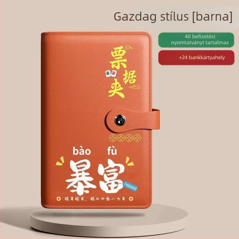 Egyoldalas mappa befizetési nyugtákhoz, PU anyag, csipesz 228, kompatibilis a standard papírtípusokkal, logó nyomtatása elérhető, testreszabás