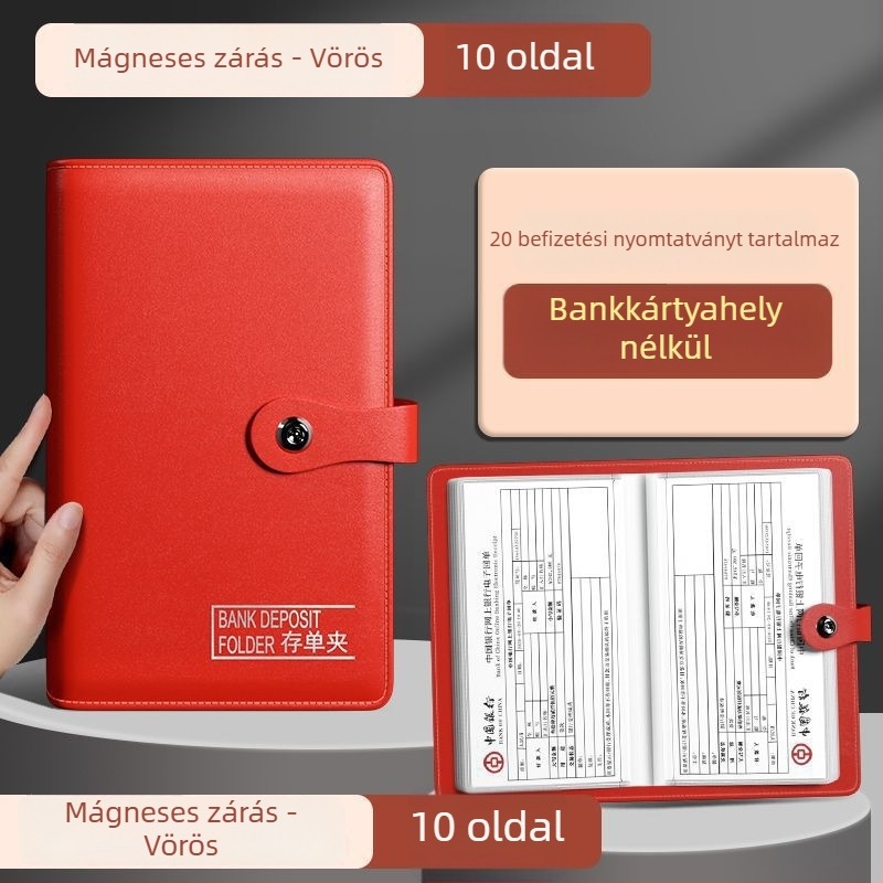 Egyoldalas mappa befizetési nyugtákhoz, PU anyag, csipesz 228, kompatibilis a standard papírtípusokkal, logó nyomtatása elérhető, testreszabás