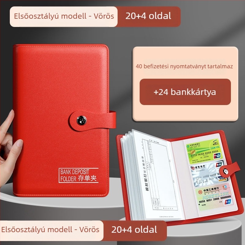 Egyoldalas mappa befizetési nyugtákhoz, PU anyag, csipesz 228, kompatibilis a standard papírtípusokkal, logó nyomtatása elérhető, testreszabás